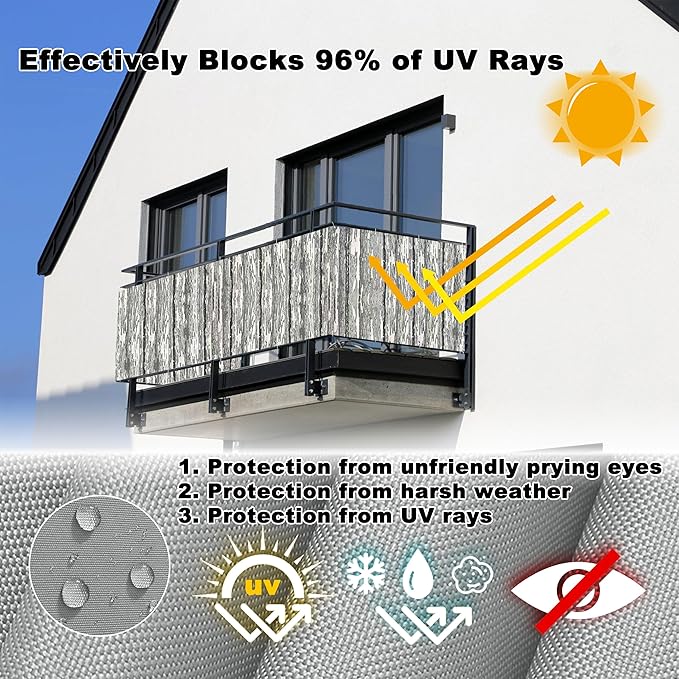 Privacy Screen 6.6' x 13.1' UV Protection 96% Outdoor Privacy Screens, Included Cable Ties Customized Size for Garden Wall, Patio Gate, Patio Deck, Vertical Floor Pattern
