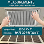 20x25x1 Air Filter-MERV 8, Washable & Reusable Electrostatic Air Filter, AC/HVAC Furnace Filter, Lasts a Lifetime, Permanent Filter, Breathe FresherHome And Office Actual Size:19.75x24.65x0.86Inch
