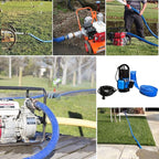 DAVCO 1.25" x 50 ft Pool Backwash Hose, Heavy Duty Reinforced Blue PVC Lay Flat Water Discharge Pump Hoses For Swimming Drain Pools and Clean Filters,with 1 Clamp