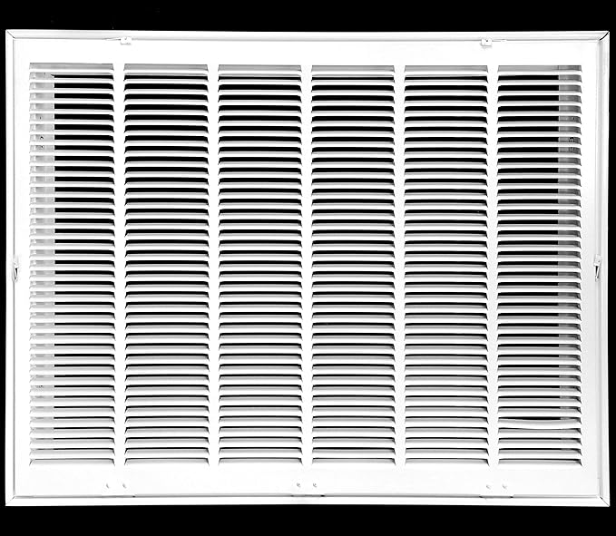 HVAC Premium 29" X 22" Steel Return Air Filter Grille for 1" Filter - Fixed Hinged - HVAC DUCT COVER - Flat Stamped Face - White [Outer Dimensions: 31 5/8"w X 24 5/8"h]