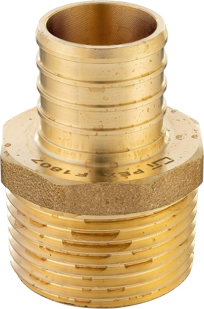 10-Pack EFIELD Barb Crimp Pex 3/4 Inch x 3/4 Inch NPT Male Adapter NPT Brass Fitting, ASTM F1807,(PEX1807021)