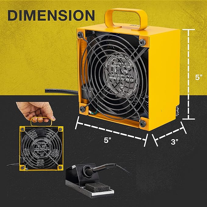 KOTTO Solder Smoke Absorber Remover Fume Extractor Smoke Prevention Absorber DIY Working Fan for Soldering Station (Yellow)