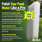 Classic Koi Pond Filter Pad FINE - White Bulk Roll Pond Filter Media, Ultra-Durable Pond Filters for Outdoor Ponds, Reusable Fish Pond Filter Material, USA (3/4" - 1" x 12" x 12 feet)