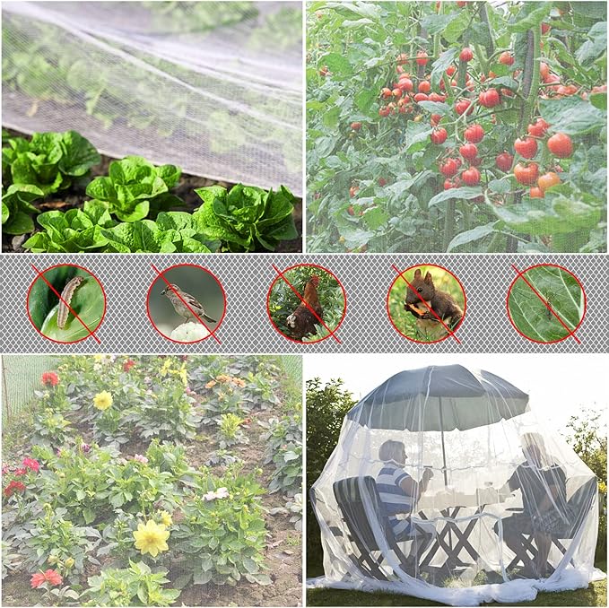 Garden Netting, 2 Pack 10x20Ft Ultra Fine Mesh Netting Pest Barrier Protection Bird Mosquito Net Plants Cover for Vegetables Fruits Flowers Crops Greenhouse Cover Raised Bed Patio Mesh Netting