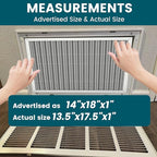 14x18x1 Air Filter-MERV 8, Washable & Reusable Electrostatic Air Filter, AC/HVAC Furnace Filter, Lasts a Lifetime, Permanent Filter, Breathe FresherHome And Office Actual Size:13.5x1.75x0.86Inch