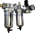 Three Stage Air Drying System - Air Particulate Filter, 0.01 Micron Coalescing Filter & Air Pressure Regulator Modular Combo Semi Automatic Drain, Poly Bowl (1/4" NPT)