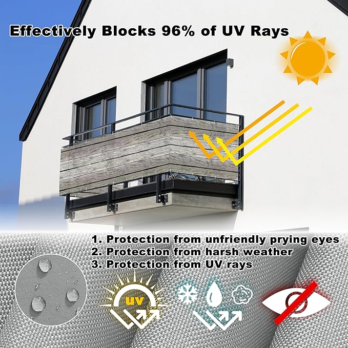 Privacy Screen Protector 8.2' x 59' (HDPE) UV Protection Weather-Resistant Patio Privacy Screens for Balcony, Included Cable Zip Ties for Wall Screen, Outdoor Garden, Wedding Decor, Floor Pattern