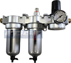 Three Stage Air Drying System - Air Particulate Filter, 0.01 Micron Coalescing Filter & Air Pressure Regulator Modular Combo Semi Automatic Drain, Poly Bowl (3/8" NPT)