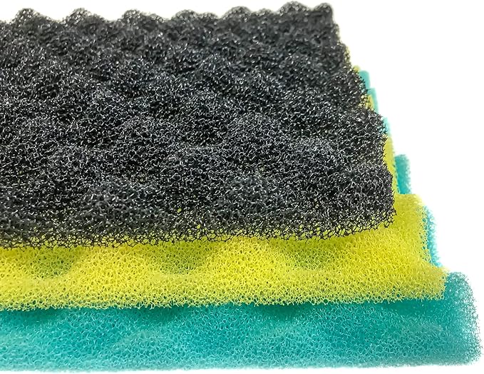 Wave Point Aquarium Bio Sponge Foam Filter Media Pad Cut-to-fit for Fish Tank Sump Pond 17" x 11" x 1/2" to 1" (2 Sets (6 PCS))