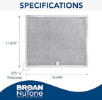 Broan BPS1FA30 Replacement Filters for QS1 and WS1 30” Range Hoods, Aluminum, 11.8" x 14.3" x 0.37" (L x W x H), 2-Pack