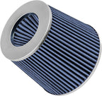Mortar Aftermarket Auto Air Filter Replacement - Car Enthusiast Class Universal Cold Air Intake Gulps in More Air for More Engine Power & Passionate Induction Sound, 3.25 In, Blue