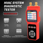 Digital Manifold Pressure Tester Gauge for HVAC, 2-Way AC Pressure Gauges with 2 Thermometer Clamps and 2 Hoses for Air Conditioner Performance Testing