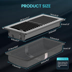 Floor Register 4 x 10 Inch, HG Power Heavy Duty Floor Vent Covers for Home with Screen Net, Adjust Metal Rust Proof Finish Air Vent for Kitchen, Heat, Office