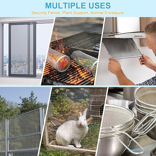 4 Pcs 13x9 (33cmx23cm) 120 Mesh 304 Stainless Steel Wire Mesh Sheet, Rustproof Metal Mesh Sheet Screen for DIY Crafts, Vent Covers, Garden Fencing, Window Protection & Industrial Filters