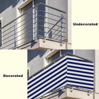 Privacy Fence Screen 4.9' x 29.5' Privacy Protection Weatherproof Privacy Screen Outdoor, Included Cable Zip Ties for Patio, Backyard, Porch, Railing Shield, Blue Stripes
