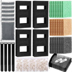 4 Set/48 Pcs Aquarium Filter Compatible with Fluval Spec(3, 5 Gal) Evo(5 Gal) Flex(9 Gallon), Activated Carbon, Foam Filter,Ammonia/Phosphate/Nitrite Remover Pad,Ceramic Ring,Cord, Grease,Bag
