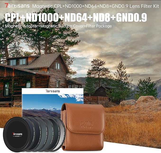 7artisans Nano Magnetic Filter UV Filter ND Light Reduction Filter/CPL Polarization Filter/GND Gradient Filter/Black Mist 1/4 Portrait Photography Filter Suitable for Lens(67mm 5-in-1 Set)
