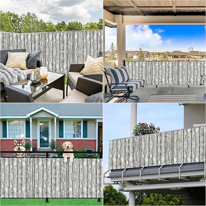 Balcony Privacy Screen 4.3' x 26.2' UV-Protection Wind-Resistant Garden Fence, Easy Installation with Zip Ties for Balcony, Apartment, Backyard, Patio, Porch, Garden, Vertical Floor Pattern