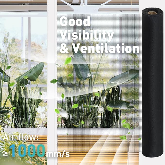 304 Stainless Steel Mesh Window Screen Roll,35IN x 10FT Black Metal Window Screen Replacement,Window Screen Mesh for Window,Door,Patio,Pet,Vent,Filter,Porch,Cage and DIY Project (22 Mesh)