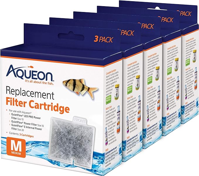 Aqueon Aquarium Fish Tank Replacement Filter Cartridges Medium - 15 pack