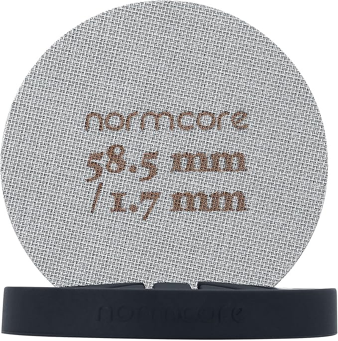 Normcore 2 Packs 58.5mm Puck Screen with Stand - Reusable Contact Shower Screen with Silicone Holder - 1.7mm / 1.0mm Thickness 150μm Mesh - Compatible with Espresso Machine 58mm Portafilter Basket