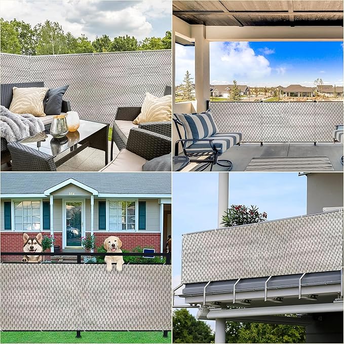Privacy Fence 3.3' x 65.6' Privacy Protection Weatherproof Privacy Fence Panels for Outside, Included Cable Ties for Deck, Patio, Backyard, Outdoor Pool, Porch, Railing, Weaving Pattern