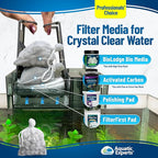 Aquatic Experts High Flow Filter Media Bag - Durable Filter Bags for Fish Tank, Secure Aquarium Media Bag with Drawstring, Media Bags for Aquarium and Pond, High Flow (White), 3” x 8” - 4 Pack