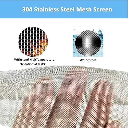 304 Stainless Steel Mesh Screen#30Mesh -Size:15.7"x47.2"(40x120cm), for Home, Garden and Farm. Window or Door Filter, Guards Against Pests Like Mice, Snakes, and Rodents. Easy to Cut and Install.