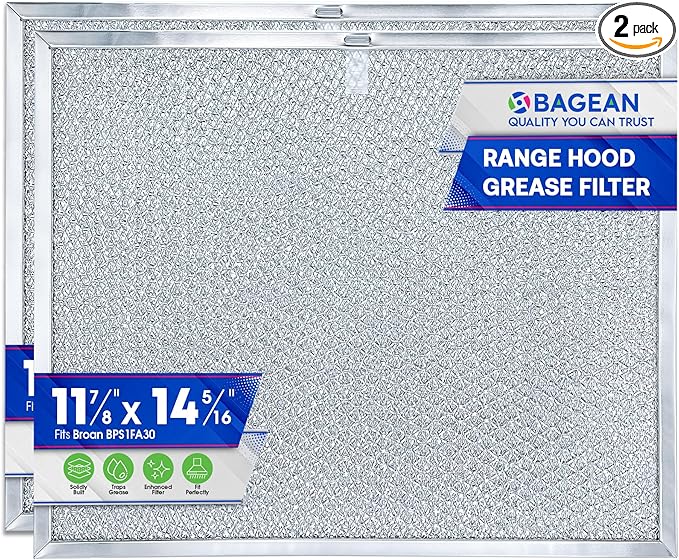 Bagean Stove Hood Vent Filter 11.8" x 14.3" BPS1FA30 - Compatible with NuTone Allure & Broan Range Hood Filter Replacement 99010299 - Fits QS1 QS2 30" Hoods - Blocks Grease & Filters Oven Air (2-Pk)