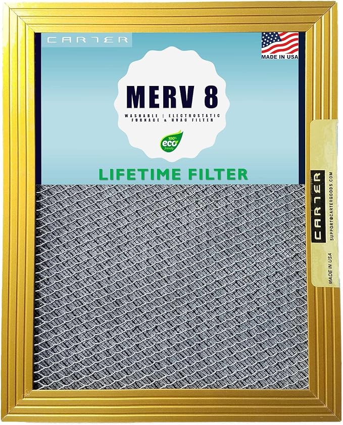 CARTER | Gold | MERV 8 | HVAC & Furnace Filter | Washable Electrostatic ((12x24x1))