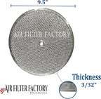 Air Filter Factory 9-1/2 Inches Round x 3/32 With Center Hole Flat Range Hood 12-Layer Aluminum Grease Filter 2-Pack