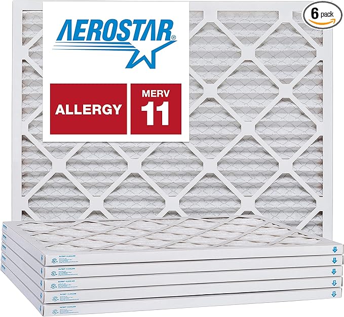 Aerostar 17x22x1 MERV 11, Pleated Air Filter, 17x22x1, Box of 6, Made in the USA