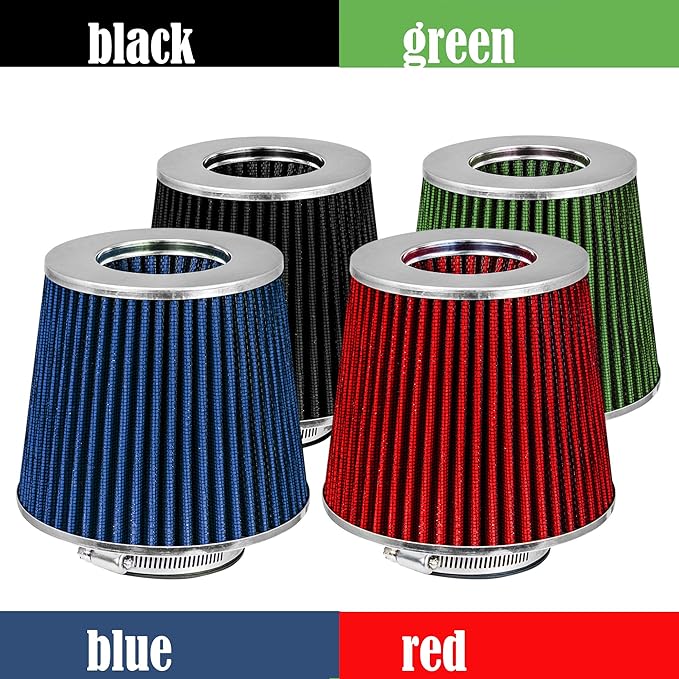 Mortar Aftermarket Auto Air Filter Replacement - Car Enthusiast Class Universal Cold Air Intake Gulps in More Air for More Engine Power & Passionate Induction Sound, 3.5 In, Red