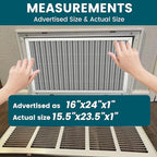 16x24x1 Air Filter-MERV 8, Washable & Reusable Electrostatic Air Filter, AC/HVAC Furnace Filter, Lasts a Lifetime, Permanent Filter, Breathe FresherHome And Office Actual Size:15.5x23.5x0.86Inch