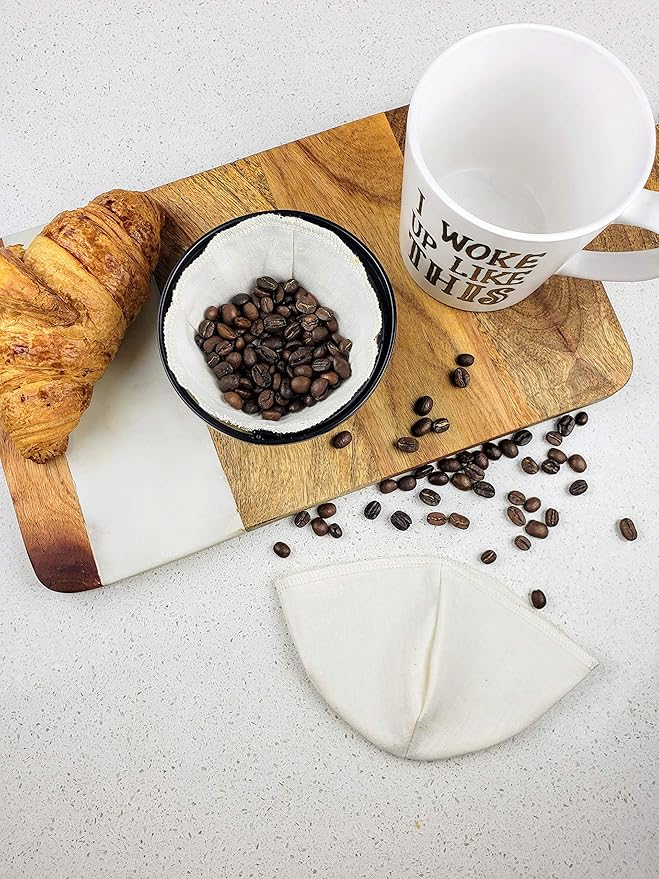 Cloth Reusable Basket Coffee Filter (Size #2) - Made in Canada of Hemp and Organic Cotton - Zero Waste, Eco-Friendly, Natural Filter fis most Automatic Coffee Makers