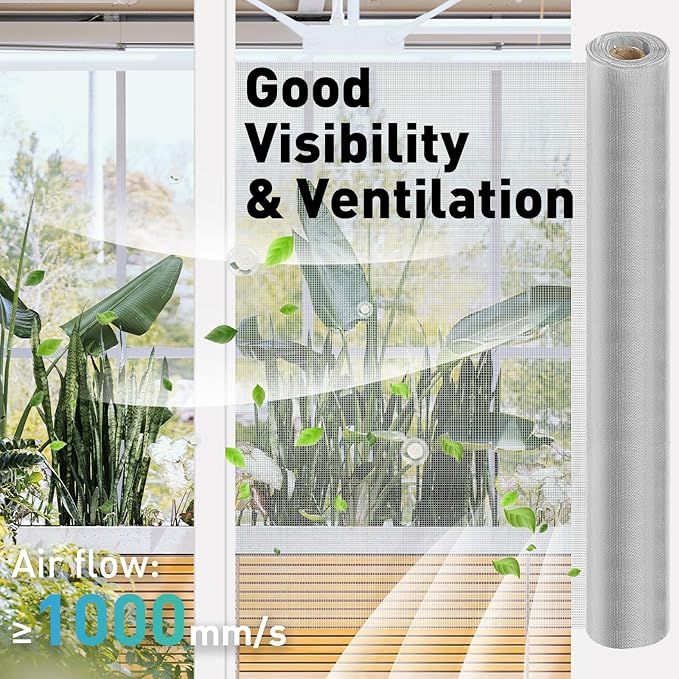 304 Stainless Steel Mesh Window Screen Roll,35IN x 16FT Silver Metal Window Screen Replacement,Window Screen Mesh for Window,Door,Patio,Pet,Vent,Filter,Porch,Cage and DIY Project (22 Mesh)