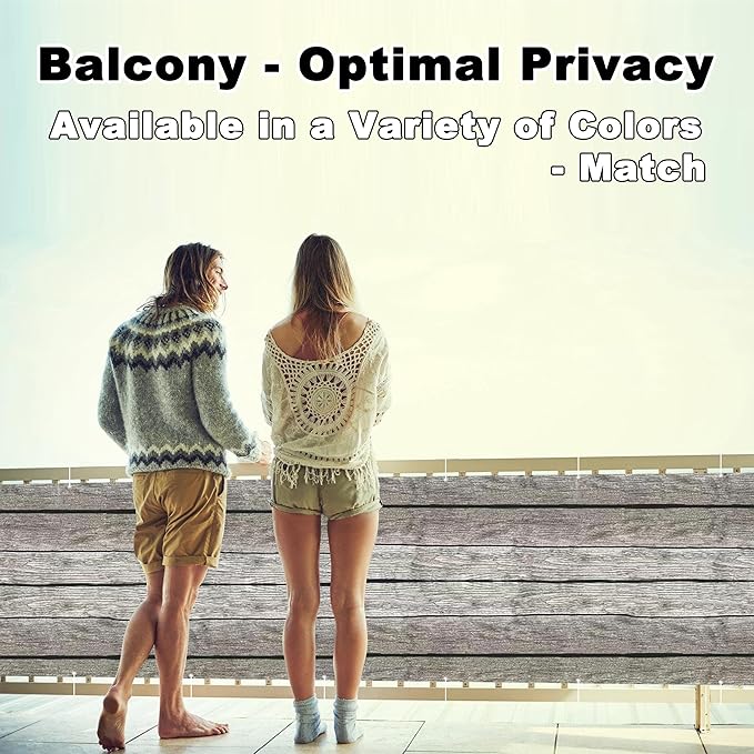 Privacy Screen 9.8' x 65.6' Heavy Duty 165 GSM HDPE Balcony Privacy, Easy Installation with Zip Ties for Decks, Patios, Backyards, Outdoor Pools, Porches, Railings, Floor Pattern