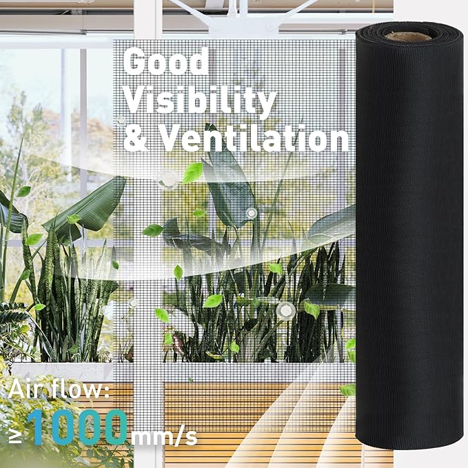 304 Stainless Steel Mesh Window Screen Roll,35IN x 98.43FT Black Metal Window Screen Replacement,Window Screen Mesh for Window,Door,Patio,Pet,Vent,Filter,Porch,Cage and DIY Project (22 Mesh)