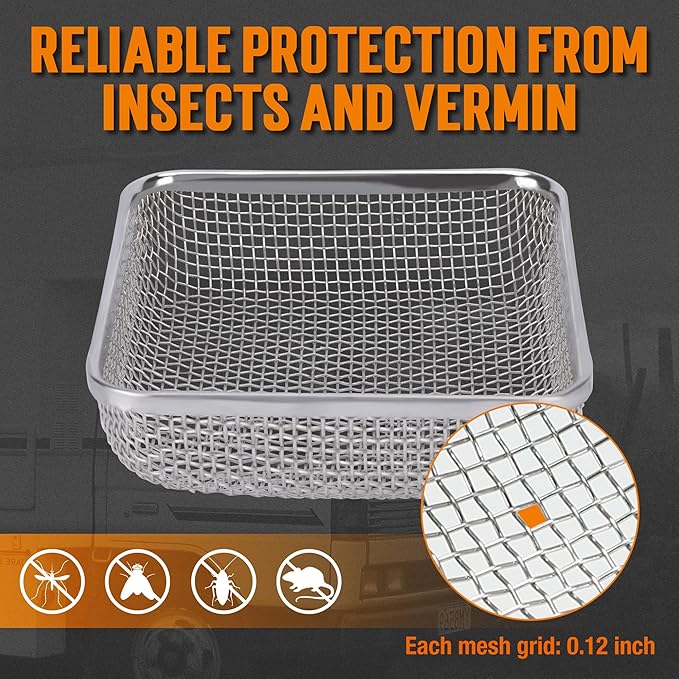 TONDA RV Furnace Vent Screen, Bug Screens Heater Vent Cover for Camper with Installation Tool and Silicone Rubber, Square 2 Pack
