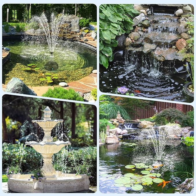 POPOSOAP Pond Filter with Pump Fountain Kits Built-in UV Clarifier, 660GPH/40W Pond Filters for Outdoor Ponds Clearing, Garden Fish Tank, Aquarium, and Add Water Features