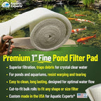 Aquatic Experts Classic Koi Pond Filter Pad FINE - White Bulk Roll Pond Filter Media, Ultra-Durable Pond Filters for Outdoor Ponds, Reusable Fish Pond Filter Material, USA, (3/4" - 1" x 18" x 72")