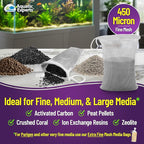 Aquatic Experts Fine Aquarium Media Bag, Durable Drawstring Bags for Fish Tank Filters, 450 Micron Mesh, (Fine, 3"x 8" - 4 Pack)