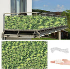 Balcony Privacy Screen 2.3' x 26.2' UV Protection Weather Resistant Waterproof Outdoor Dog Fence, Includes Cable Ties for Wall Screen, Outdoor Garden, Wedding Decor, Green Leaf Pattern
