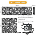 Big Airflow Computer Fan, 4 x 120 mm x 25 mm Brushless Axial Cooling Fan, AC 100V - 240V Speed Control Fan, for Cabinet Computer Case Chassis Server Workstation Amplifier Greenhouse Cooling DIY(4)