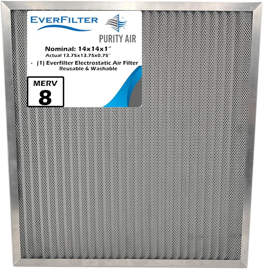 14x14x1 Electro-static Air Filter (1-Ct) AC Furnace Filter, Reusable & Washable 4-Stage Electrostatic Filter for Residential and Commerical HVAC (Actual Size: 13.75 x 13.75 x 0.75 Inches)