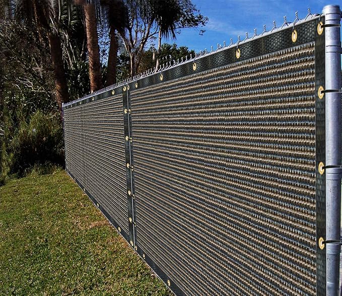 Ifenceview 6'x1' to 6'x100' Brown Shade Cloth Panels Fence Privacy Screen Fabric Mesh Net for Construction Site Yard Driveway Garden Railing Pool Balcony Canopy Awning 160 GSM (6' x 76')