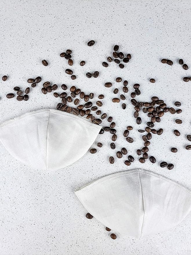 Cloth Reusable Basket Coffee Filter (Size #4) - Made in Canada of Hemp and Organic Cotton - Zero Waste, Eco-Friendly, Natural Filter fits most Automatic Coffee Makers