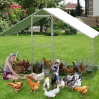 9.8X6.5x6.5FT, Large Walk in Chicken Run Pen Cage, Metal Coop Clearance with Double Door, Chicken Runs for Yard with Cover, Outdoor Cages for Chickens and Range Poultry, Large Chicken Coops