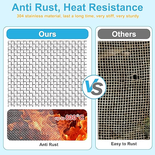 4 Pcs 13x9 (33cmx23cm) 5 Mesh 304 Stainless Steel Wire Mesh Sheet, Rustproof Metal Mesh Sheet Screen for DIY Crafts, Vent Covers, Garden Fencing, Window Protection & Industrial Filters