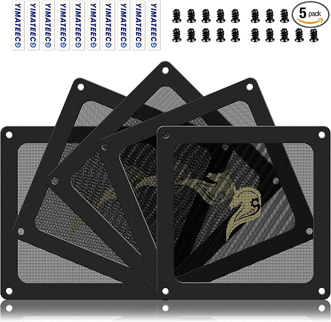 Dust Filter PC 90mm for Computer Cooler/PSU/Routers PVC 50 Mesh, Magnetic Frame PC Fan Dust Mesh Cooler Filter Dustproof Computer Fan Grills (PVC, Gentleman, 90 * 90mm, 5pcs, Black)